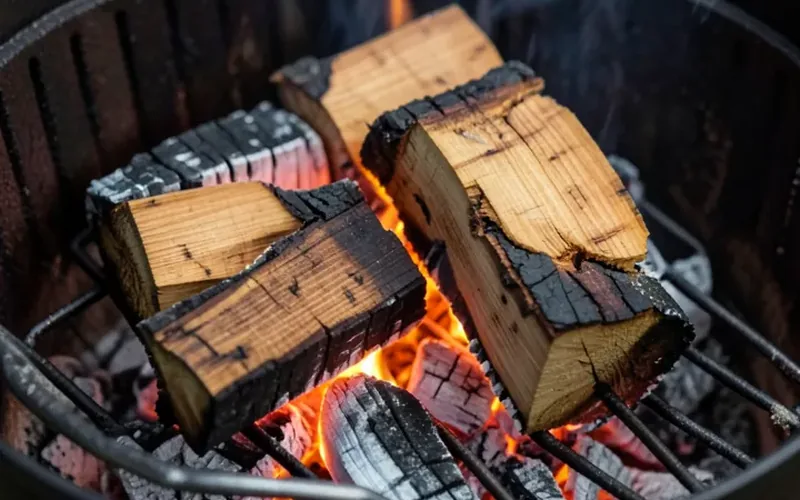 hardwood logs burned down to glowing coals in a steel fire pit grill hardwood logs burned down to glowing coals in a steel fire pit grill