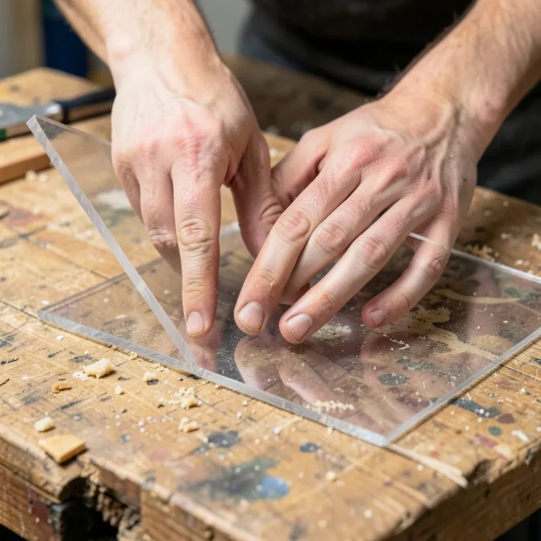 Snapping a scored plexiglass sheet along a workbench edge