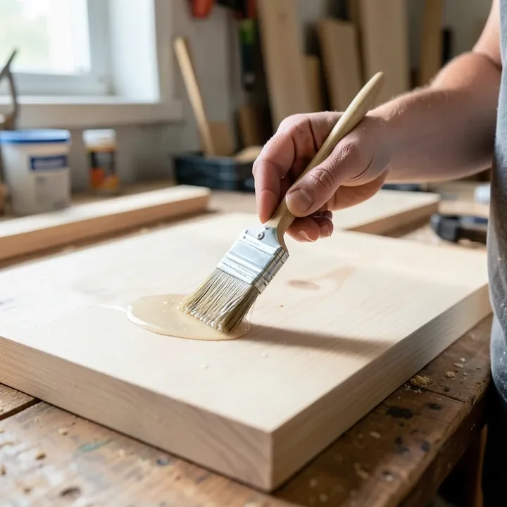 Applying borate wood preservative with a brush to treat active wood-boring beetle damage