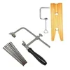 Jeweler's saw frame, blades and bench pin set for cutting silver inlay