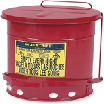 Justrite galvanized steel oily waste safety can, 6 gallon, with foot-operated lid