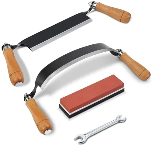 Konvixon two piece drawknife set with straight and curved blades