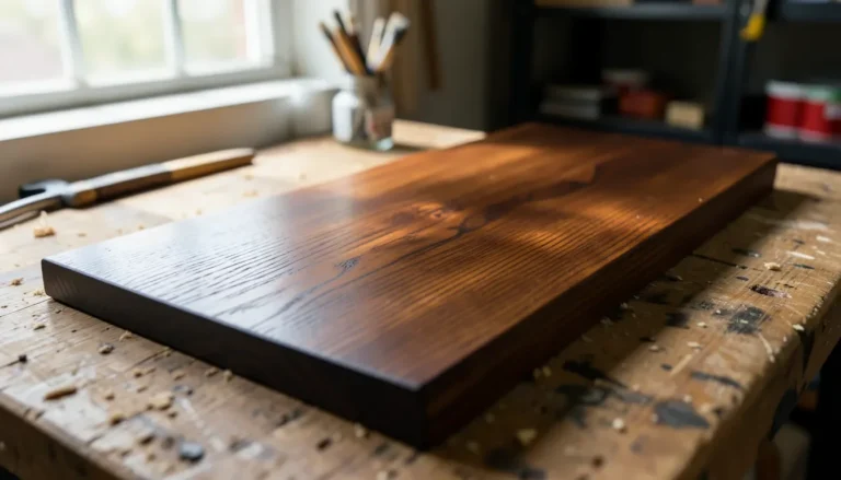 Maple wood board finished with a dark espresso stain showing even color and grain