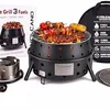 Volcano 3 collapsible portable grill that runs on wood, charcoal, or propane
