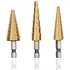 3-Pc Titanium Step Drill Bit Set for Plastic, Wood & Metal