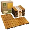 Acacia Wood Interlocking Deck Tiles (9-Pack)