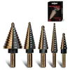 ANGELSWORD 5-Pc Titanium Step Drill Bit Set for Plastic & Metal