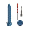 Concrete screw anchor kit with drill bit and hex socket