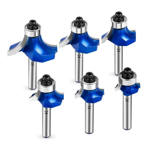 6-piece round-over router bit set covering multiple radii