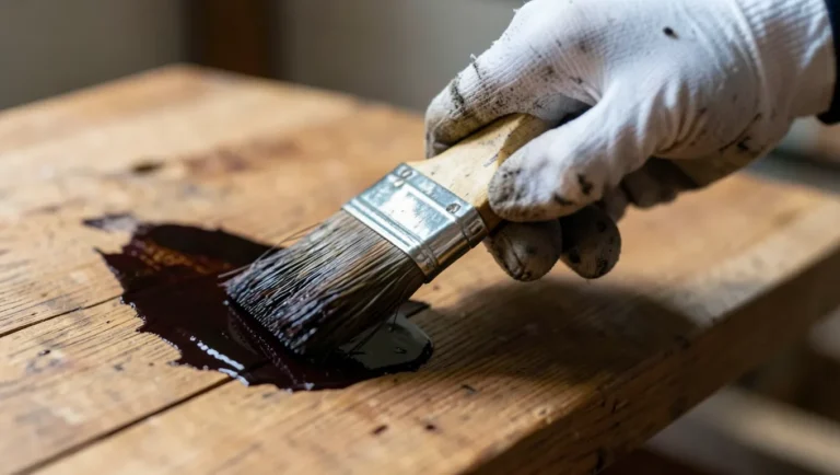 Applying a second coat of wood stain