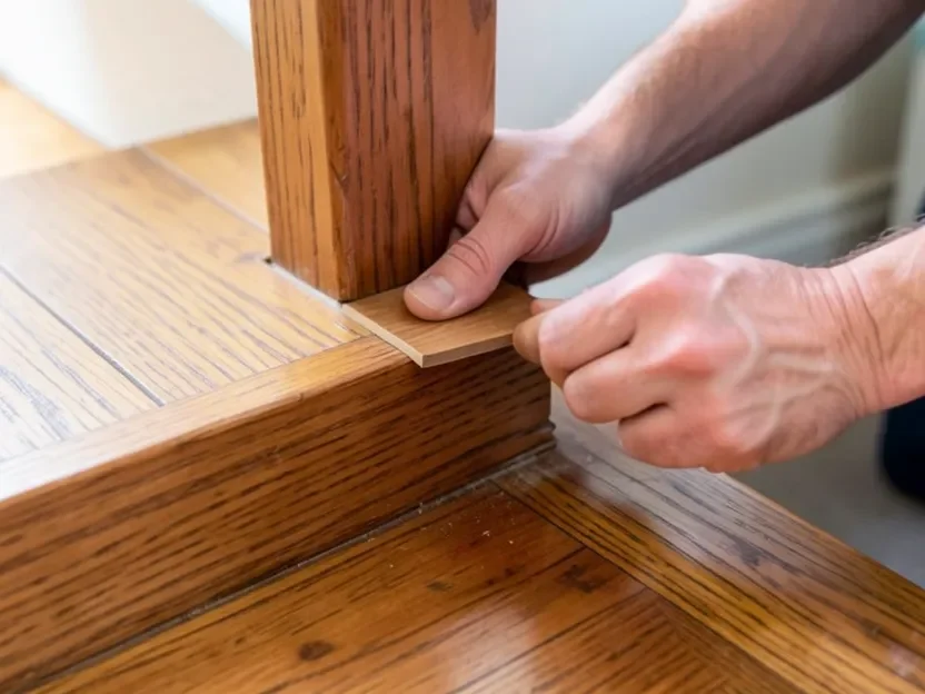 Installing a stair nosing transition strip at the edge of a stair landing