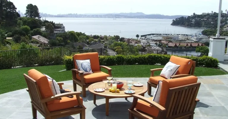 Teak patio furniture finished with oil, similar to oiling dense ipe wood