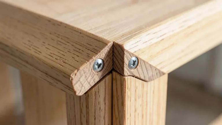 Two rails joined into a leg with pocket-hole screws at a three-way corner