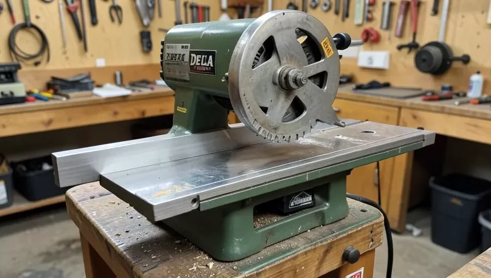 Vintage Delta table saw with a low-profile rip fence
