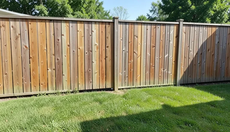 Wood privacy fence with a visible gap between the bottom boards and the grass