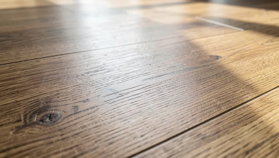 Close-up of wood-look luxury vinyl plank flooring