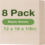 Wowood 1/8 inch maple plywood sheets, 12x16 inch, 8-pack