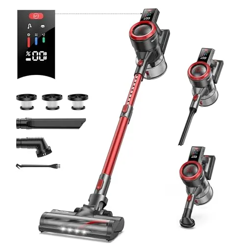 BuTure Cordless Vacuum Cleaner, 500W 38KPA Stick Vacuum with Color ...
