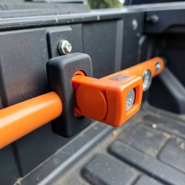 Chainsaw bar resting in a rubber-lined holder bracket instead of bare steel
