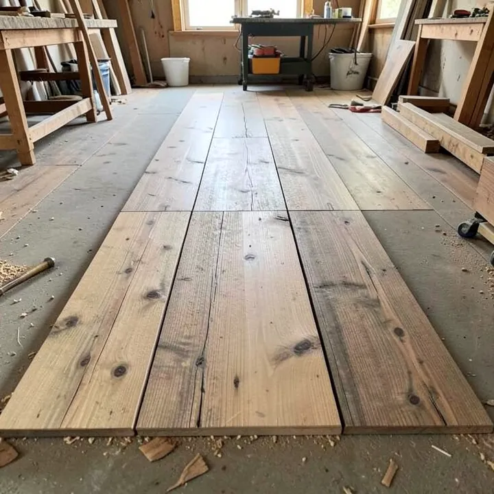 reclaimed wood plank flooring boards laid side by side as a budget floor covering reclaimed wood plank flooring boards laid side by side as a budget floor covering