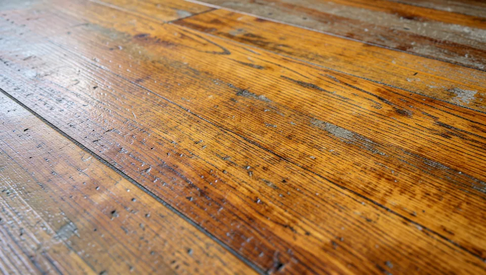 Close-up of concrete textured and stained to mimic wood grain