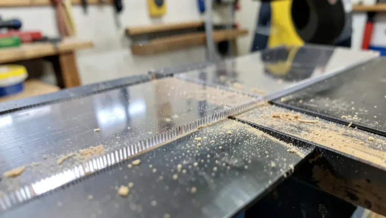 Cutting a clear acrylic sheet on a table saw with a fine-tooth blade