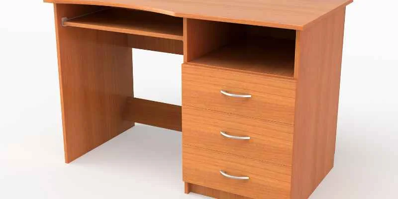 Finished DIY plywood desk with hairpin legs attached