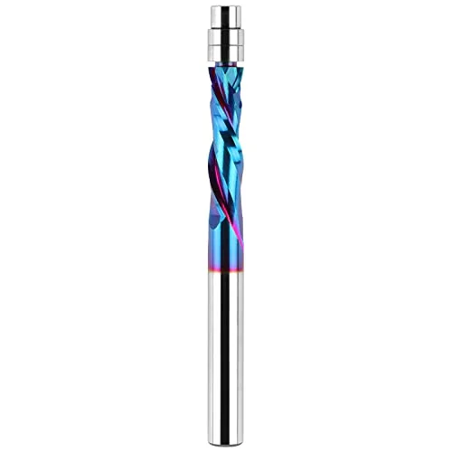EANOSIC 1/4 inch compression spiral flush trim router bit with nano blue coating for plywood