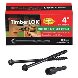 FastenMaster FMTLOK04-50 4 Screws Steel Hex Head 50 / Box, Black, Count