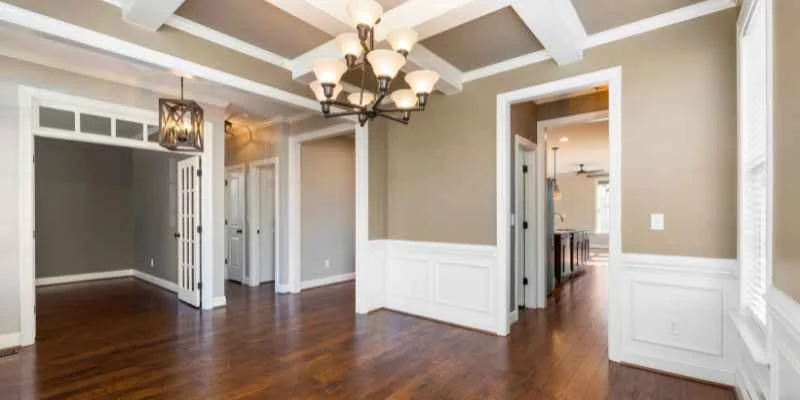 Hardwood flooring installed in a dining room