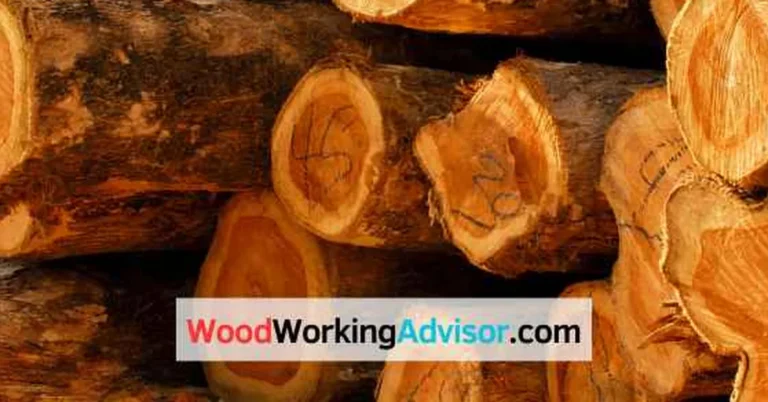 Stacked real teak wood logs showing golden-brown color and tight straight grain