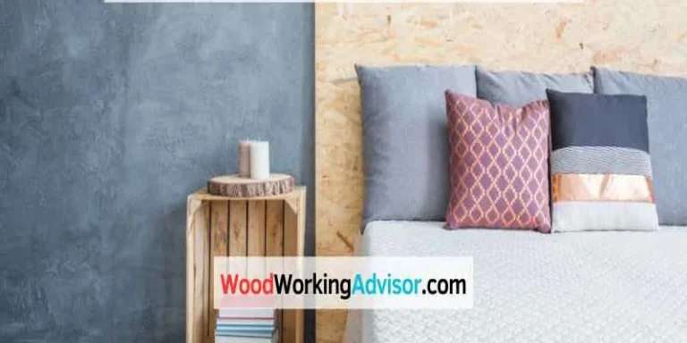 DIY wood headboard against a bedroom wall