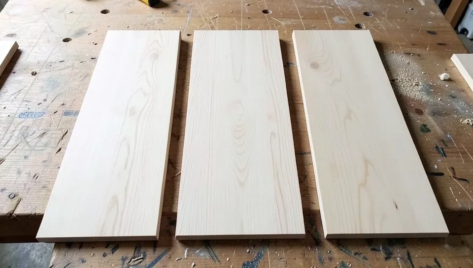 Solid light wood boards side by side showing different pale grain patterns