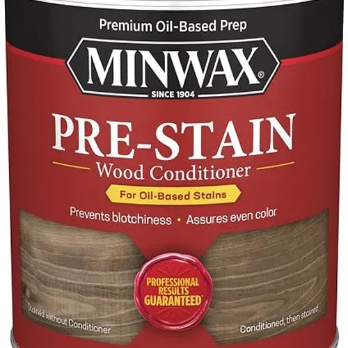 Minwax Pre-Stain Wood Conditioner quart can, used before staining whitewood to prevent blotching