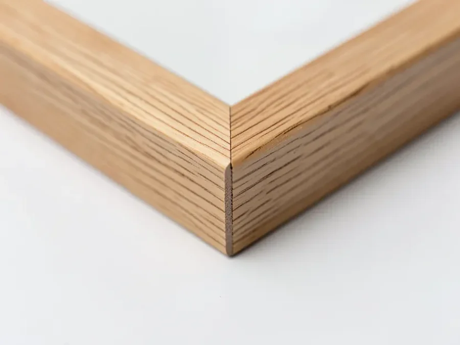 45 degree miter joint corner on a wooden picture frame