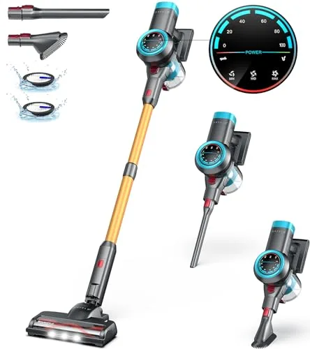 ORFELD Cordless Vacuum Cleaner, 500W/40Kpa Stick Vacuum with Self-Standing, Max ...