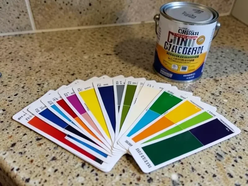 A fan deck of paint color chips
