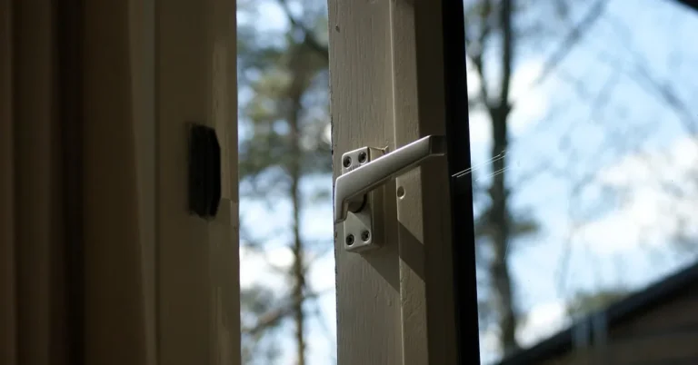 Open window with handle unlatched to ventilate a room and clear polyurethane smell
