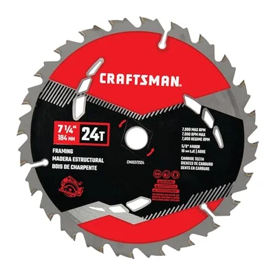CRAFTSMAN 24-tooth carbide circular saw blade with directional arrow for framing
