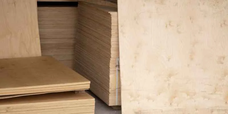 Stacked plywood sheets showing cross-section layers