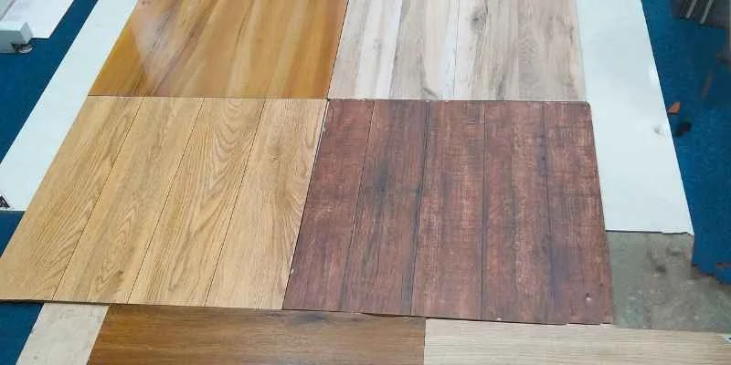 Finished tile floor installed over a plywood subfloor