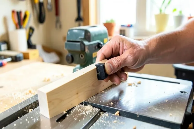 Releasing the bevel tilt lock lever on a table saw before adjusting the blade angle