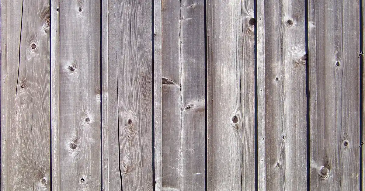 Weathered silver-gray wood boards showing sun and rain damage
