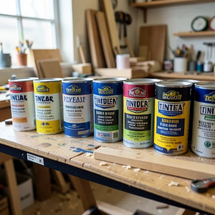 Paint cans on a store shelf ready to be tinted