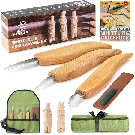 BeaverCraft S15 wood carving knife kit for shaping wooden weapons