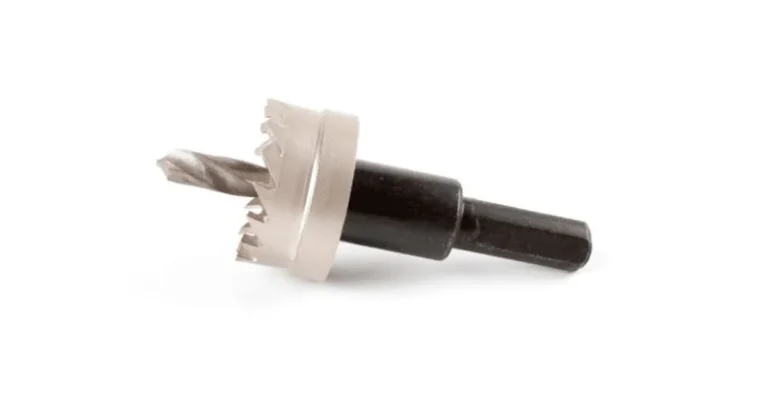 Arbored hole saw with center pilot drill bit attached to a drill chuck