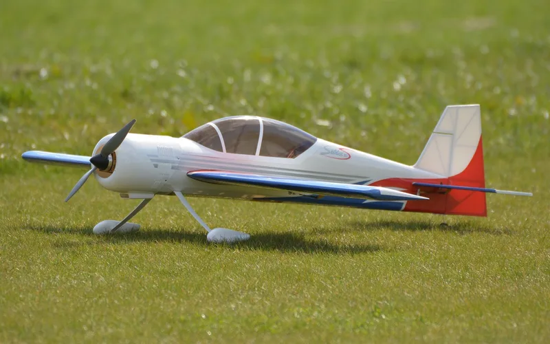 Balsa wood model airplane assembled with glued joints