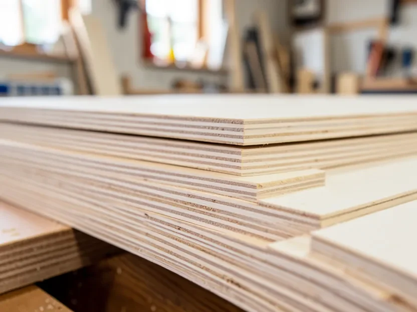 Stack of Baltic birch plywood used for ACL cornhole board play surfaces