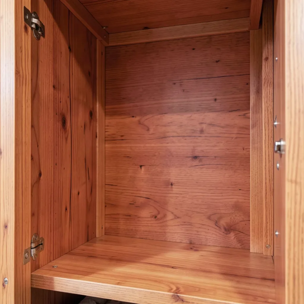 Cedar closet lining boards showing natural heartwood grain