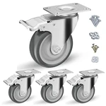 CLOATFET 4 inch swivel plate caster wheel with brake, set of 4